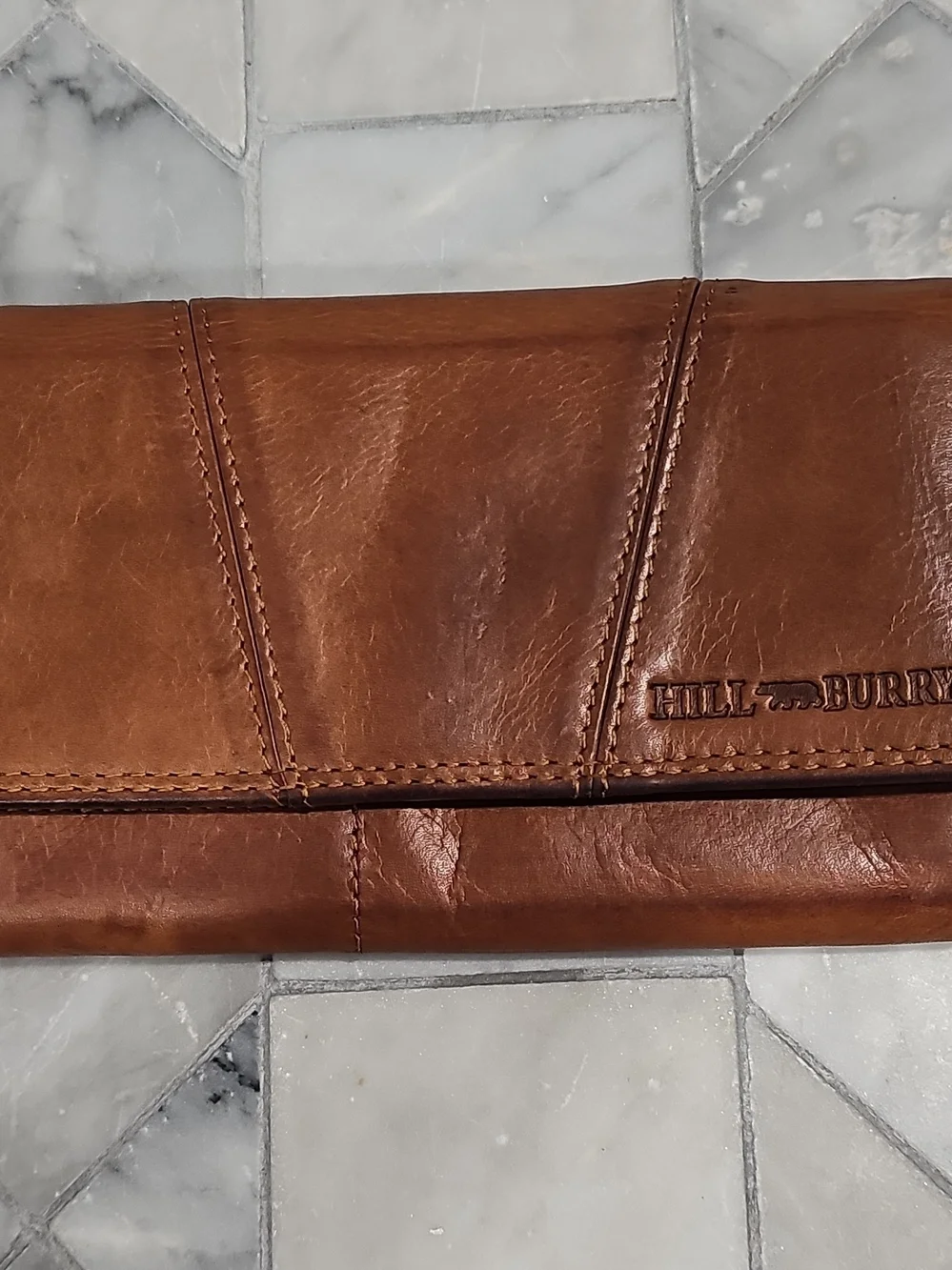 Hill Burry Leather Clutch Wallet - Brown